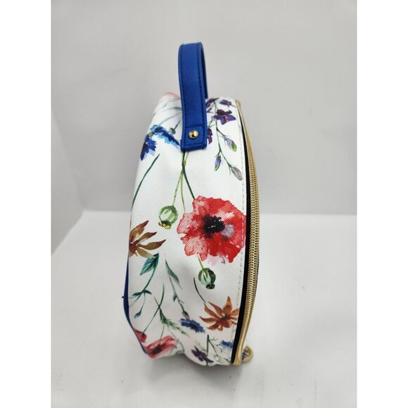 Christian Lacroix Vanity Cosmetic Bag Cream Floral Pattern Round Travel Holiday - Picture 5 of 9